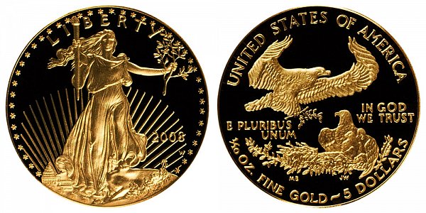 2008 W Proof Tenth Ounce American Gold Eagle - 1/10 oz Gold $5 