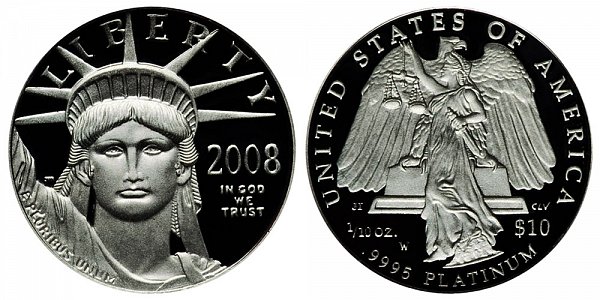 2008 W Proof Tenth Ounce American Platinum Eagle - 1/10 oz Platinum $10 