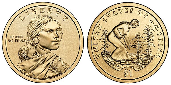 2009 D Sacagawea Native American Dollar Coin - Spread of Three Sisters 