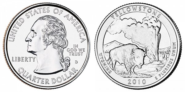 2010 D Yellowstone National Park Quarter - Wyoming 