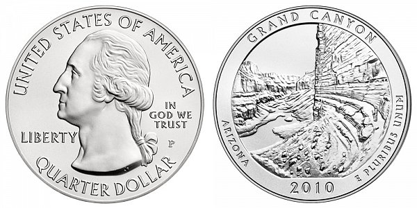 2010 Grand Canyon 5 Ounce Burnished Uncirculated Coin - 5 oz Silver 