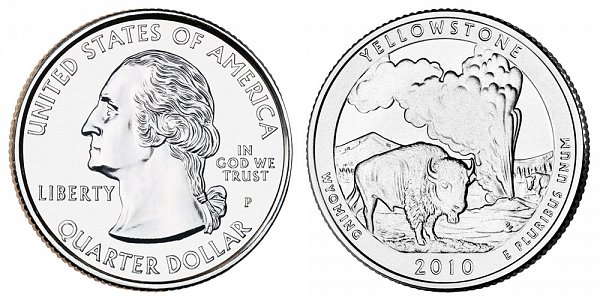 2010 P Yellowstone National Park Quarter - Wyoming 