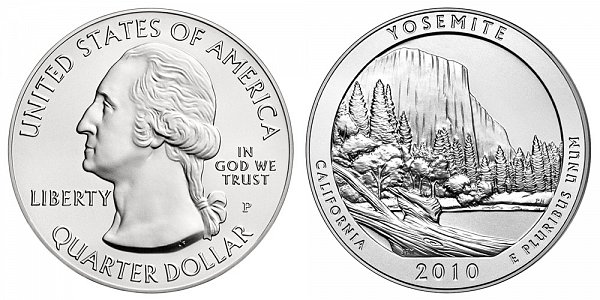 2010 Yosemite 5 Ounce Burnished Uncirculated Coin - 5 oz Silver 
