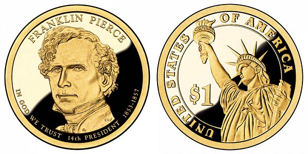 2010 S Proof Franklin Pierce Presidential Dollar Coin 