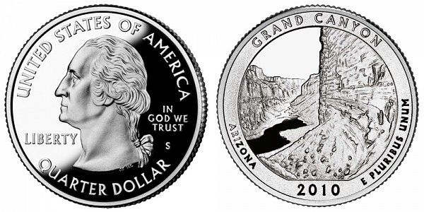 2010 S Proof Grand Canyon National Park Quarter - Arizona 