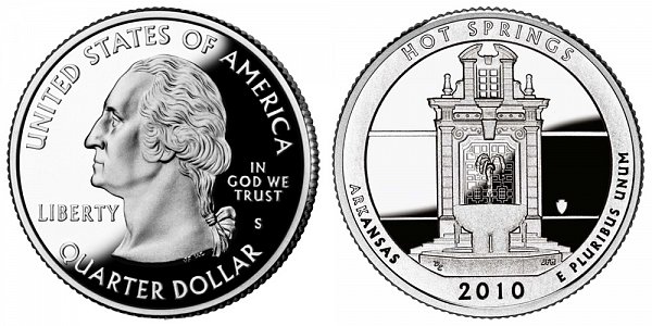 2010 S Proof Hot Springs National Park Quarter - Arkansas 