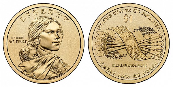 2010 D Sacagawea Native American Dollar Coin - Great Law of Peace 