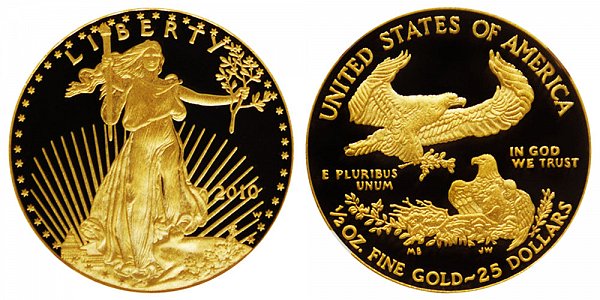 2010 W Proof Half Ounce American Gold Eagle - 1/2 oz Gold $25 