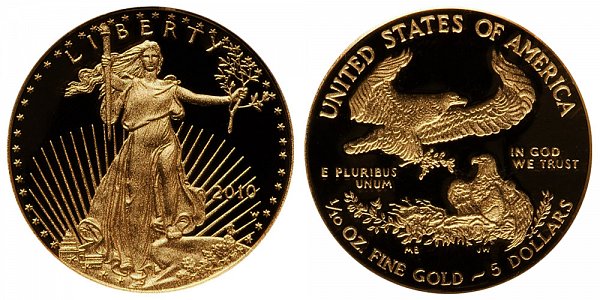 2010 W Proof Tenth Ounce American Gold Eagle - 1/10 oz Gold $5 