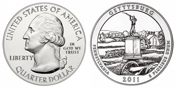 2011 Gettysburg 5 Ounce Bullion Coin - 5 oz Silver 