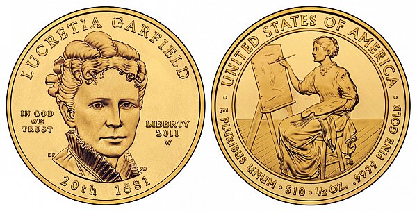 2011 Lucretia Garfield First Spouse Gold Coin 