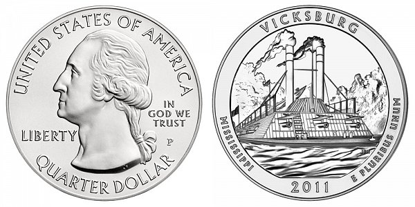 2011 Vicksburg 5 Ounce Burnished Uncirculated Coin - 5 oz Silver 