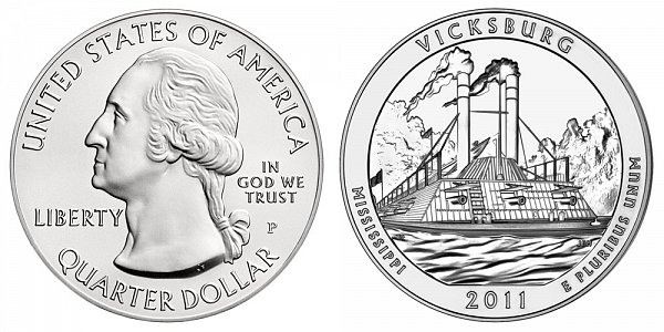 2011 Vicksburg 5 Ounce Burnished Uncirculated Coin - 5 oz Silver