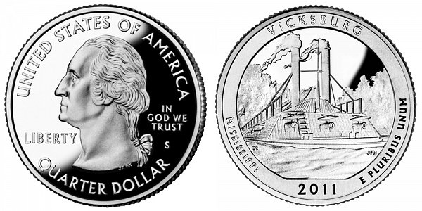 2011 S Proof Vicksburg National Military Park Quarter - Mississippi