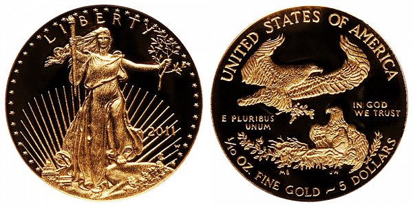 2011 W Proof Tenth Ounce American Gold Eagle - 1/10 oz Gold $5 