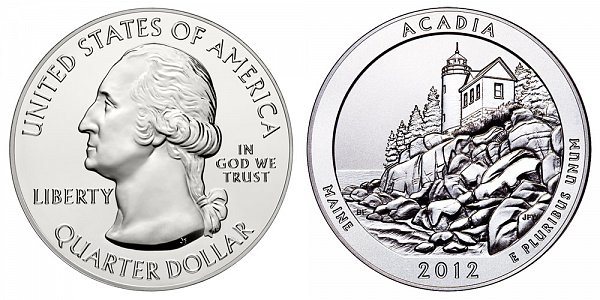 2012 Acadia 5 Ounce Bullion Coin - 5 oz Silver