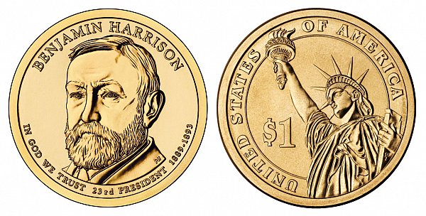 2012 P Benjamin Harrison Presidential Dollar Coin 