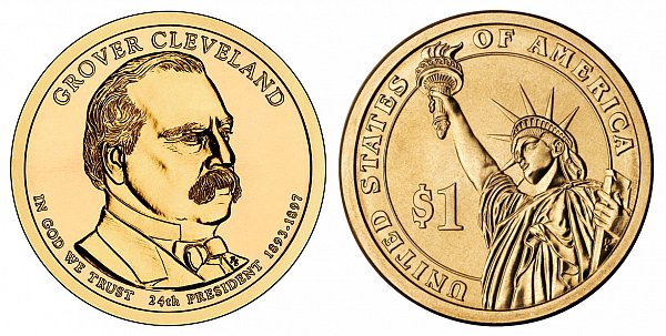 2012 D Grover Cleveland 2nd Term Presidential Dollar Coin