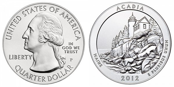 2012 Acadia 5 Ounce Burnished Uncirculated Coin - 5 oz Silver