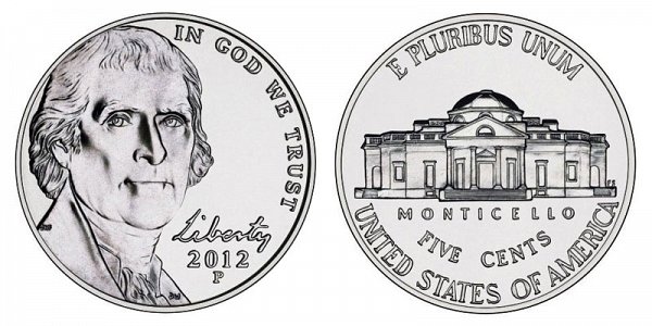 2012 P Jefferson Nickel 