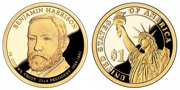 2012 S Proof Benjamin Harrison Presidential Dollar Coin 