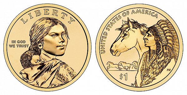 2012 P Sacagawea Native American Dollar Coin - 17th Century Trade Routes 