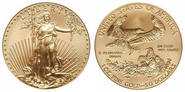 2012 W Burnished Uncirculated One Ounce American Gold Eagle - 1 oz Gold $50 