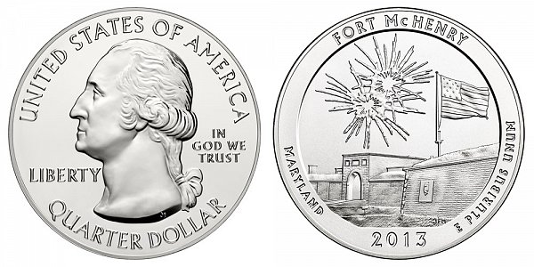2013 Fort McHenry 5 Ounce Bullion Coin - 5 oz Silver 