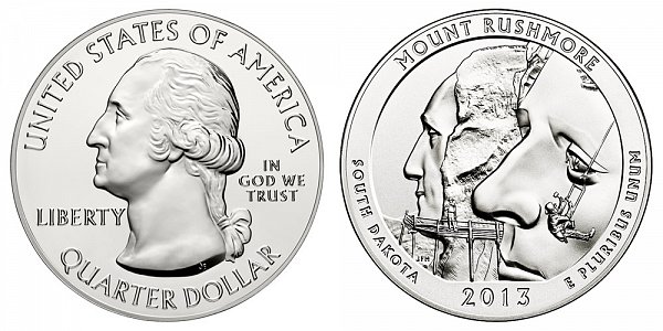 2013 Mount Rushmore 5 Ounce Bullion Coin - 5 oz Silver 