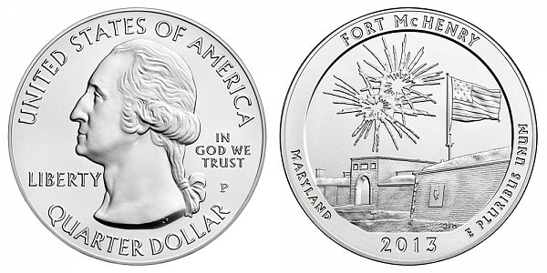 2013 Fort McHenry 5 Ounce Burnished Uncirculated Coin - 5 oz Silver 