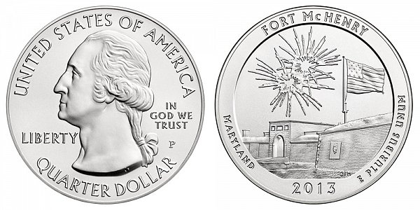 2013 Fort McHenry 5 Ounce Burnished Uncirculated Coin - 5 oz Silver