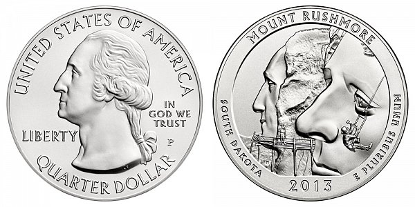 2013 Mount Rushmore 5 Ounce Burnished Uncirculated Coin - 5 oz Silver 