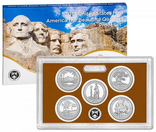 2013 America The Beautiful Quarters Proof Set - 2013-S 5 Piece Set 