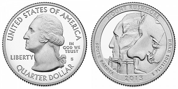 2013 S Proof Mount Rushmore National Memorial Quarter - South Dakota 