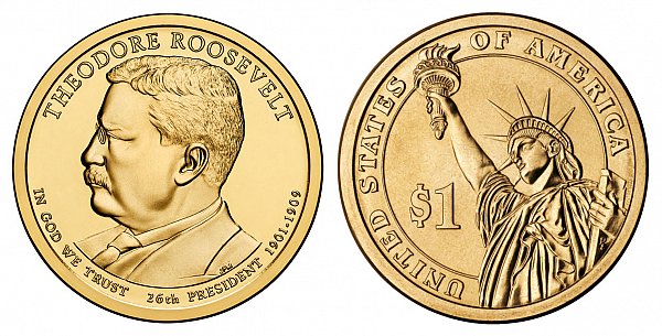 2013 P Theodore Roosevelt Presidential Dollar Coin 