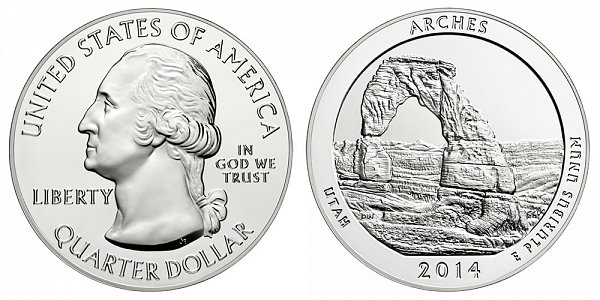 2014 Arches 5 Ounce Bullion Coin - 5 oz Silver 