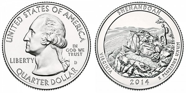 2014 D Shenandoah National Park Quarter - Virginia 