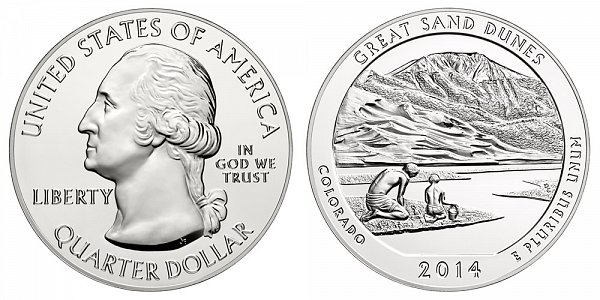 2014 Great Sand Dunes 5 Ounce Bullion Coin - 5 oz Silver 