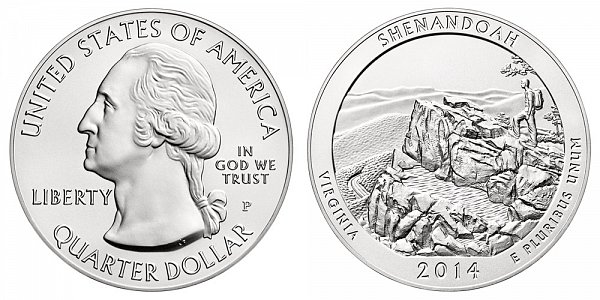 2014 Shenandoah 5 Ounce Burnished Uncirculated Coin - 5 oz Silver 