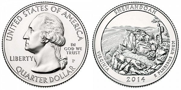 2014 P Shenandoah National Park Quarter - Virginia 