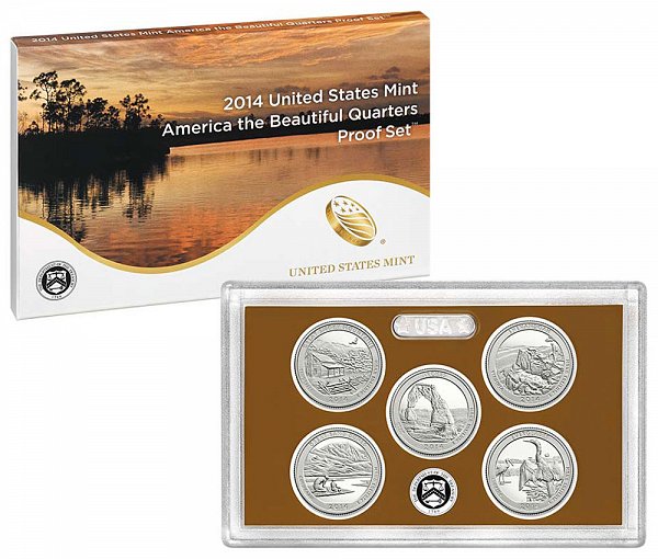 2014 America The Beautiful Quarters Proof Set - 2014-S 5 Piece Set 