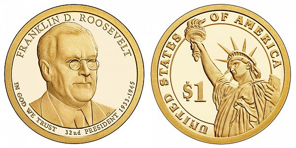 2014 S Proof Franklin D. Roosevelt Presidential Dollar Coin 