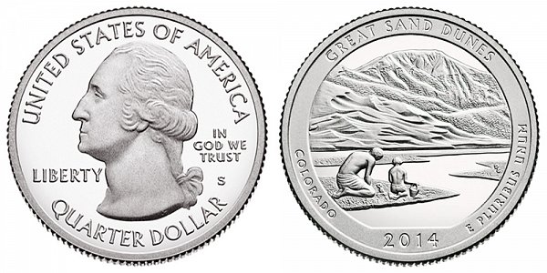 2014 S Proof Great Sand Dunes National Park Quarter - Colorado 