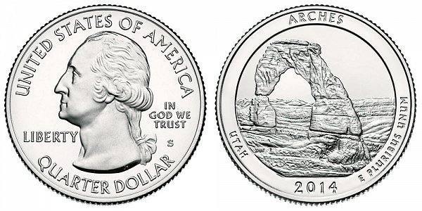 2014 S Uncirculated Arches National Park Quarter - Utah