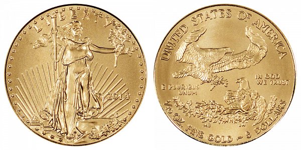 2014 $5 American Gold Eagle - Narrow vs Wide Reeds Varieties 