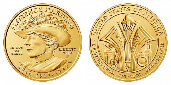 2014 W Florence Harding First Spouse Gold Bullion Coin - Brilliant Uncirculated 1/2oz Half Ounce Gold