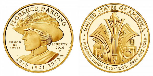 2014 W Florence Harding First Spouse Gold Proof Coin - 1/2oz Half Ounce Gold