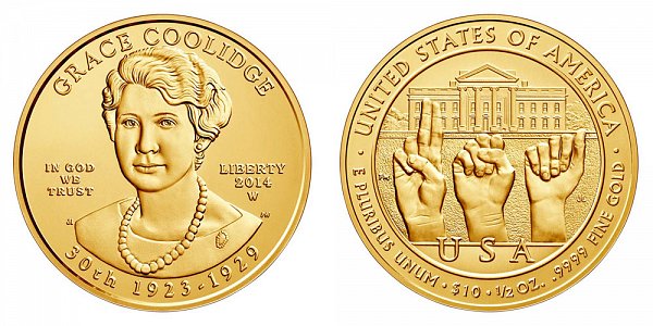2014 W Grace Coolidge First Spouse Gold Bullion Coin - Brilliant Uncirculated 1/2oz Half Ounce Gold 