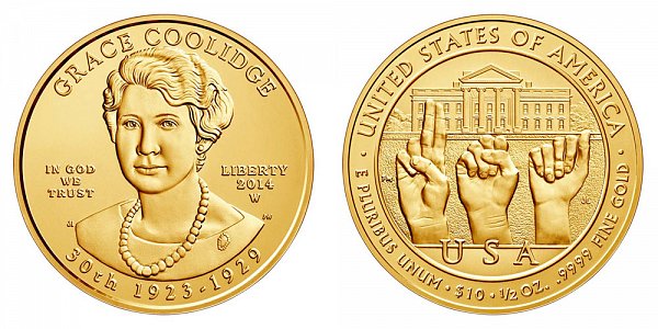 2014 W Grace Coolidge First Spouse Gold Bullion Coin - Brilliant Uncirculated 1/2oz Half Ounce Gold