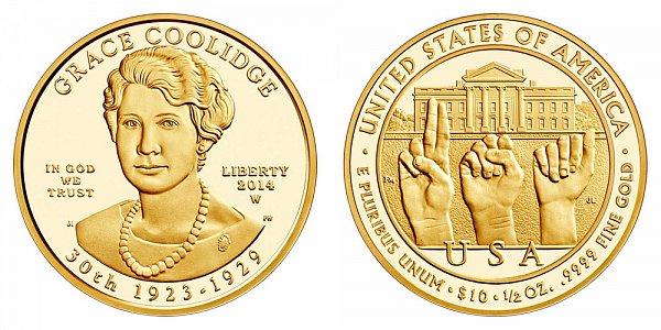 2014 W Grace Coolidge First Spouse Gold Proof Coin - 1/2oz Half Ounce Gold